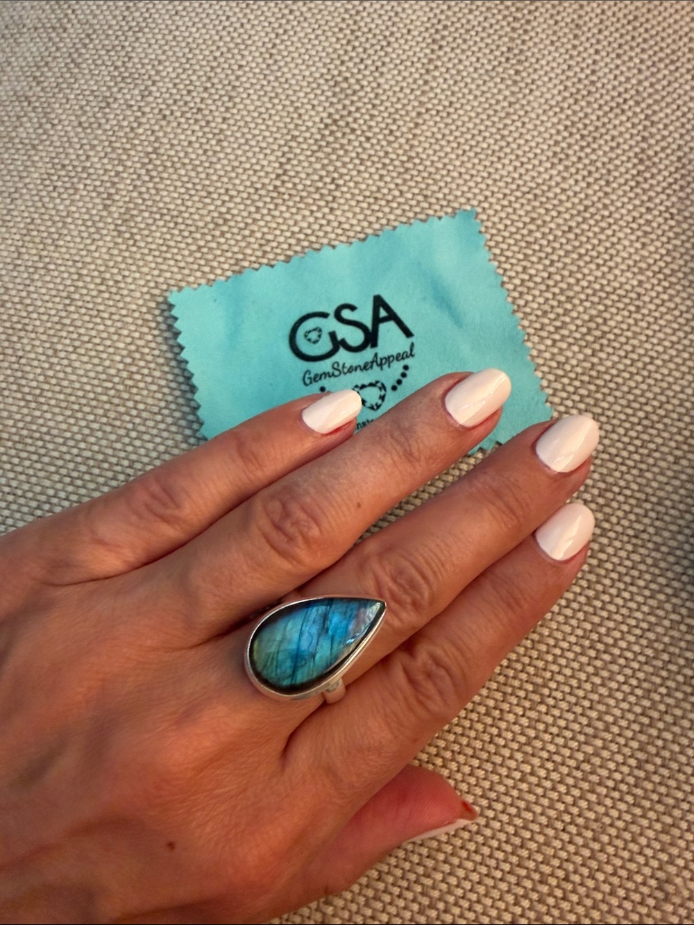 Teardrop Labradorite Statement Ring